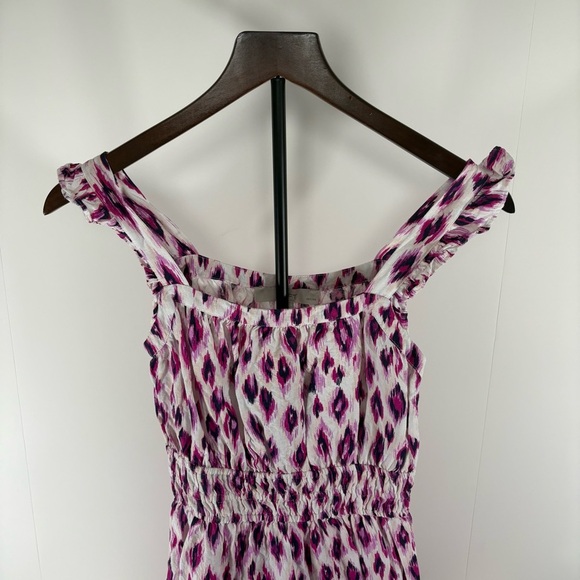 Women’s Ann Taylor LOFT Purple & White Beach Ruffle Strap Maxi Dress PXS NWOT - Picture 2 of 4